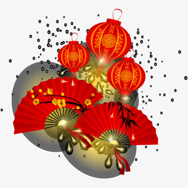 矢量中式扇子免抠