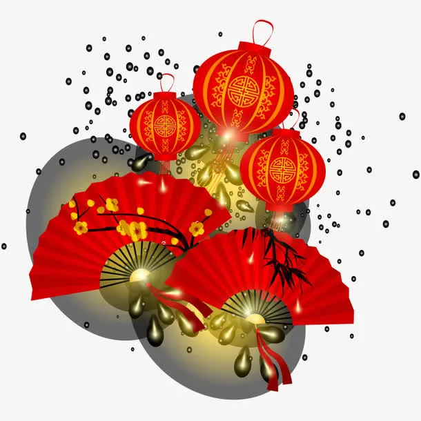 矢量中式扇子免抠