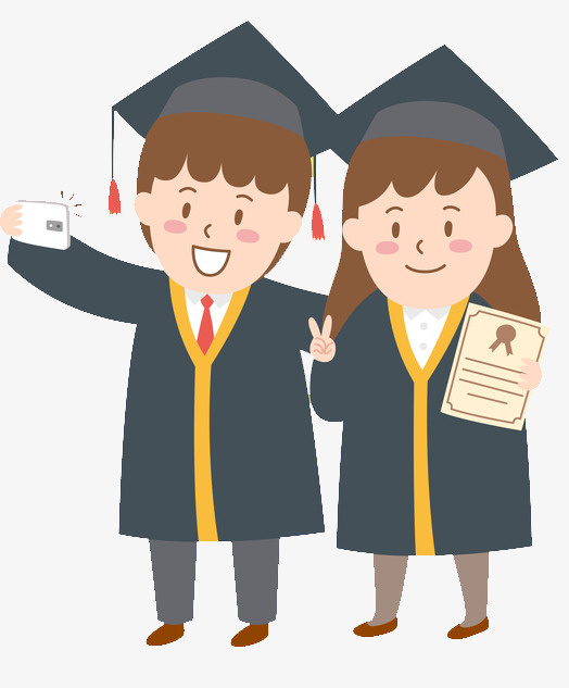 手绘人物插图毕业季毕业生自拍合免抠