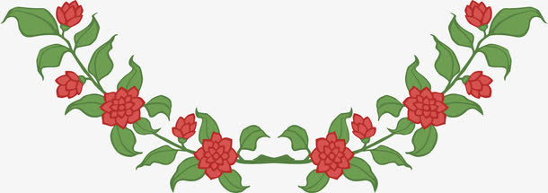 红色花朵标题框免抠