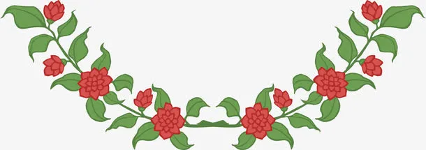 红色花朵标题框免抠
