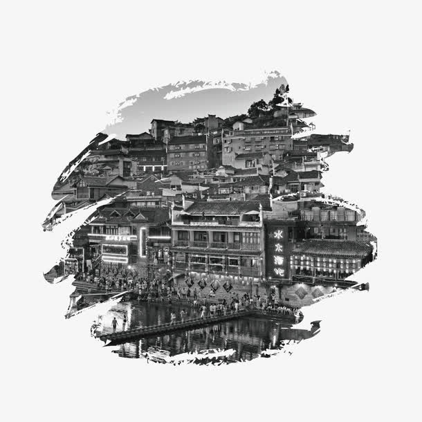 黑色建筑免抠