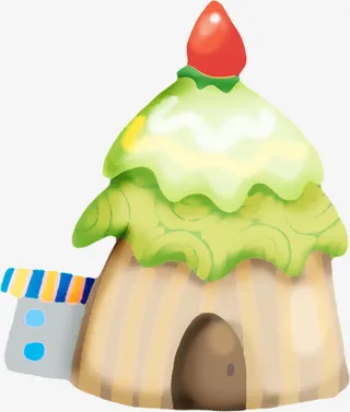 卡通木房子六一儿童节免抠