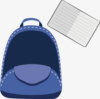 卡通学习用具书包笔记本矢量素材免抠
