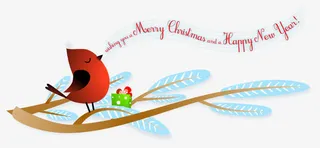 矢量卡通在树枝的小鸟免抠