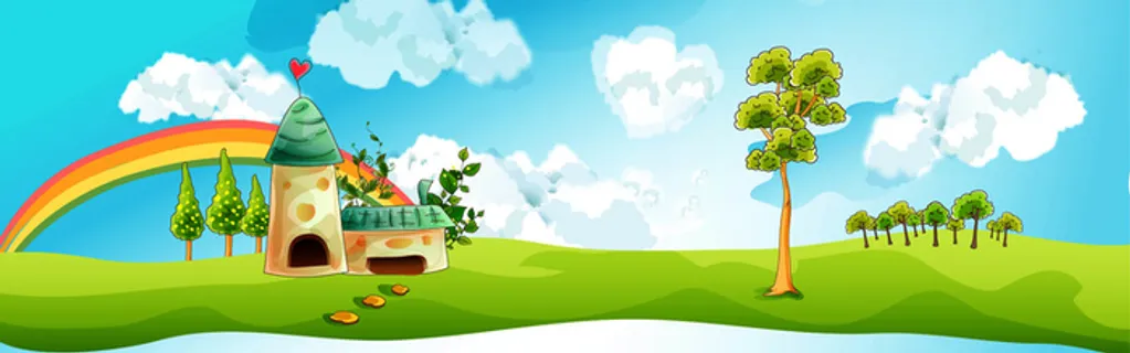 春天手绘卡通绿色电商海报背景高清