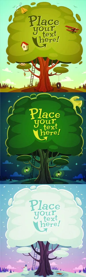 扁平风格创意绿色大树免抠