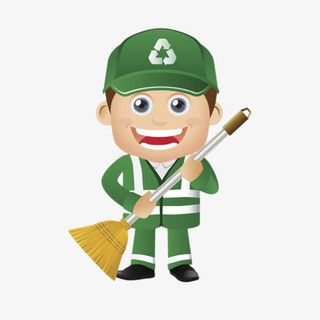 卡通工人循环利用扫地免抠