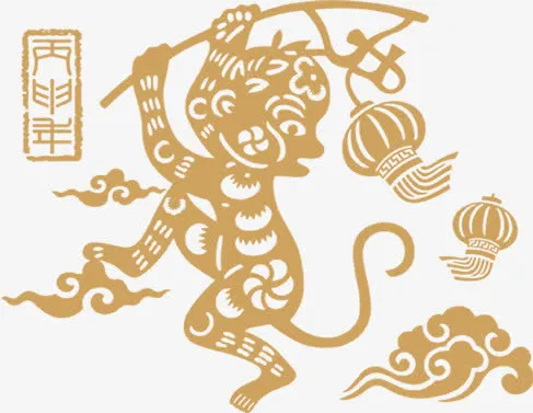 猴子 灯笼 祥云 png素材免抠