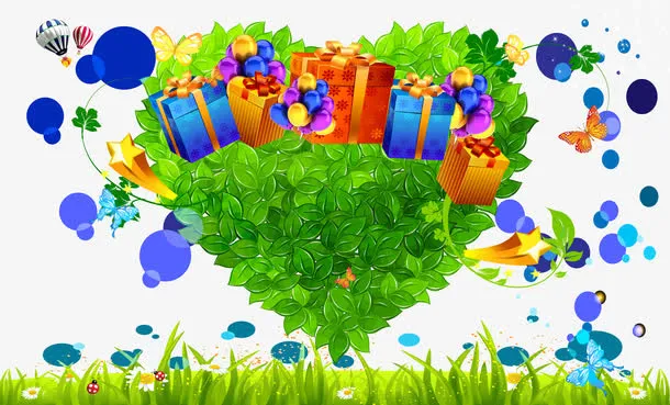 心形绿色矢量背景素材