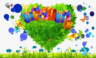 心形绿色矢量背景素材