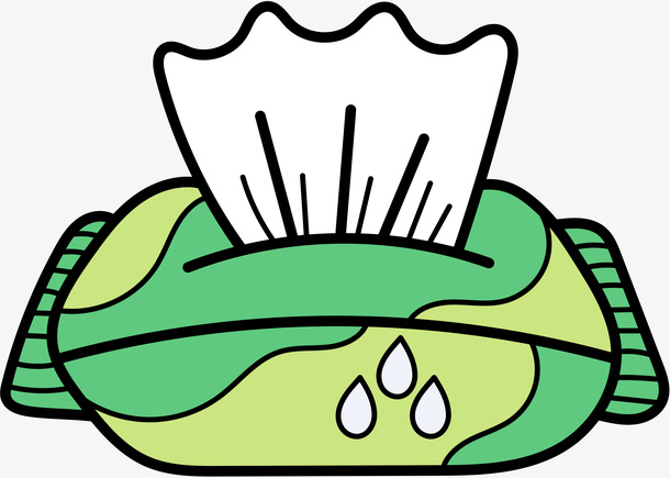 卡通手绘绿色抽纸纸巾免抠