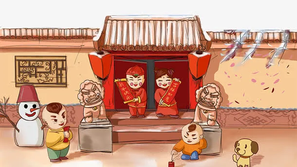 春节狗年插画设计免抠