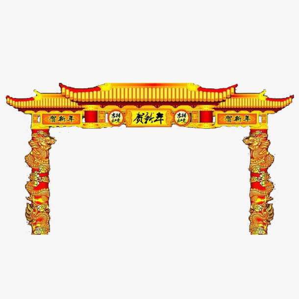 金色龙柱龙门盘旋免抠