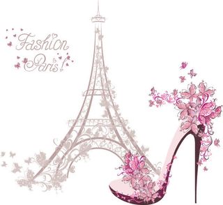 浪漫巴黎铁塔高跟鞋唯美系列免抠