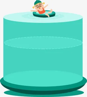 绿色圆柱游泳卡通免抠