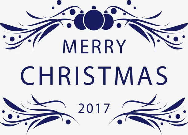 深蓝色圣诞标题框免抠