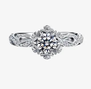 银灰色精美的钻戒产品免抠