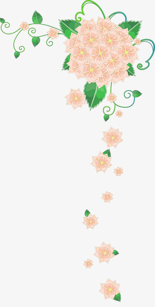 手绘植物粉色花球免抠