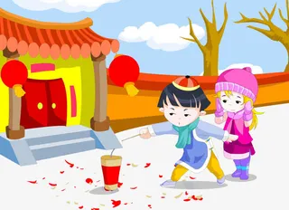 放鞭炮的小孩免抠