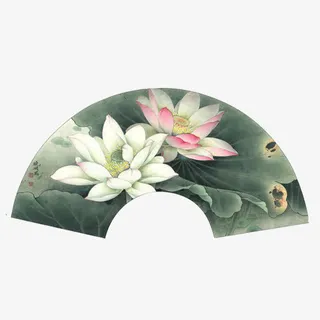 折扇装饰画素材图片免抠