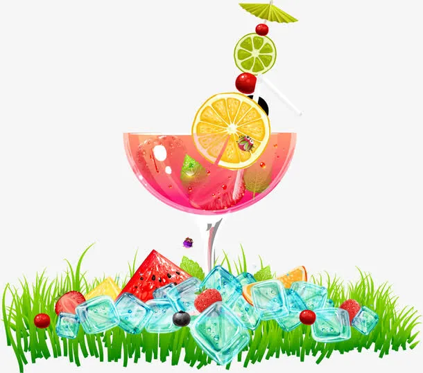 矢量手绘夏季冰饮免抠