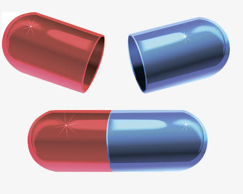 打开和未打开的胶囊免抠