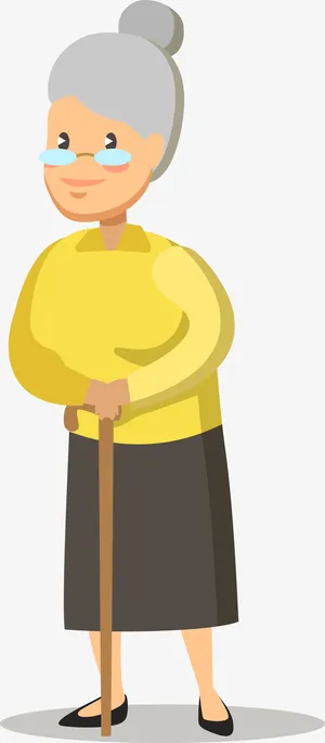 卡通扁平化老太太免抠