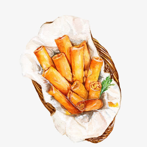 小春卷手绘画素材图片免抠