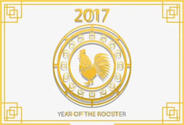 黄色中国风公鸡窗花免抠