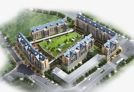 鸟瞰美丽的绿色小区免抠