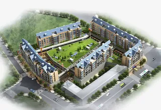 鸟瞰美丽的绿色小区免抠