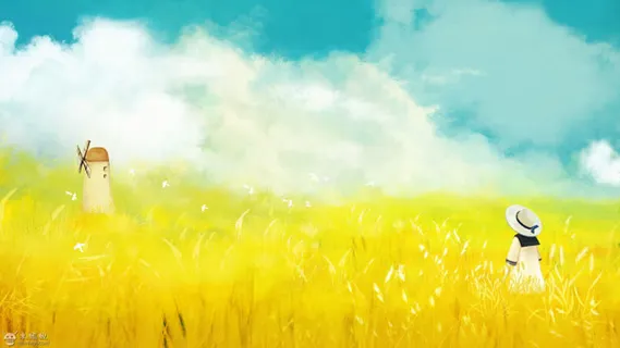 金色麦田女孩风车海报背景免抠背景banner海报元素 金色麦田女孩风车海报背景免抠背景banner海报元素