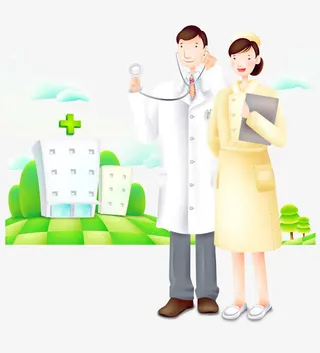 卡通人物插图医院门诊宣传图免抠