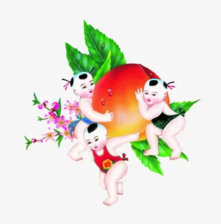 寿桃寿礼素材免抠