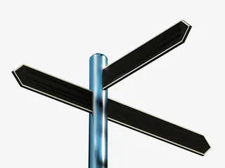 金属风格T字路口指示牌免抠