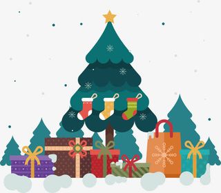 圣诞树礼物堆免抠
