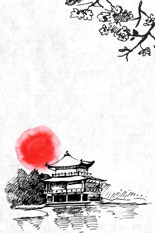 矢量水墨古风山水风景背景高清