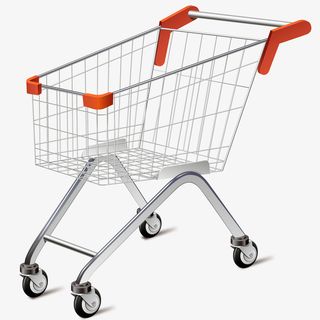 手绘逼真超市购物车免抠