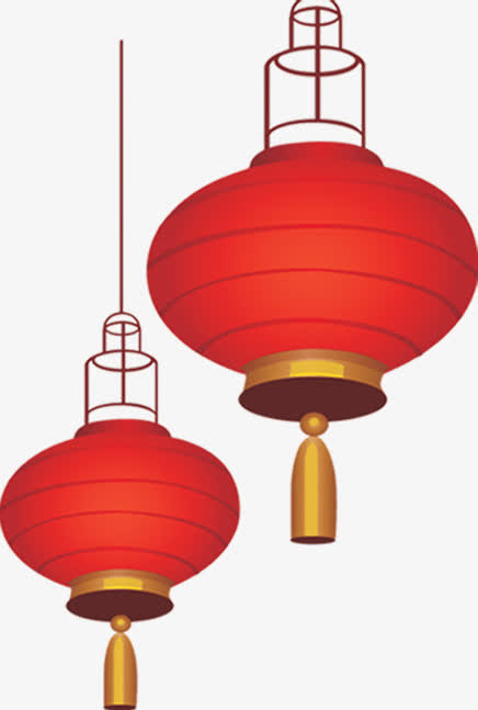 红色手绘节日灯笼免抠