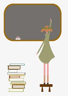 在黑板上写字的女孩PNG下载免抠