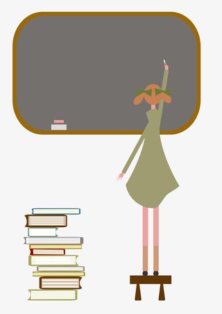 在黑板上写字的女孩PNG下载免抠