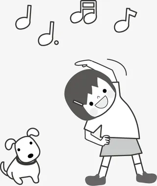 图书插图体操无线电健美操单色绘画免抠