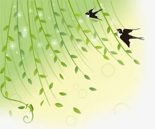 绿色春天大雁归巢免抠