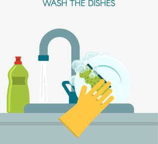 矢量洗盘子素材免抠