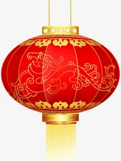 创意扁平手绘风格红色的灯笼免抠