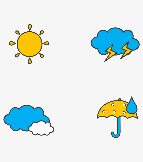 简约卡通天气图标免抠