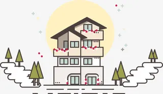 森林中的别墅小屋免抠