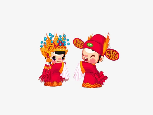 婚礼结婚小人免抠