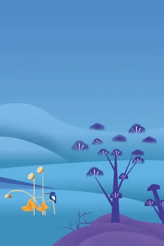 节气蓝色背景手绘